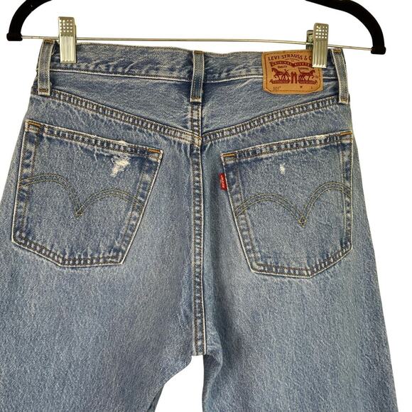Levi’s 501 Original Cropped Womens Jeans Light Wash Distressed Vintage Wash 26 - Picture 6 of 16